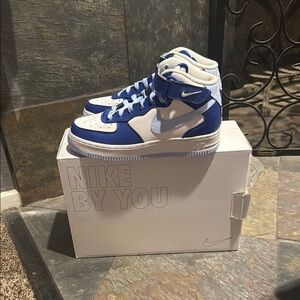 Nike Blue and White Custom High-Tops